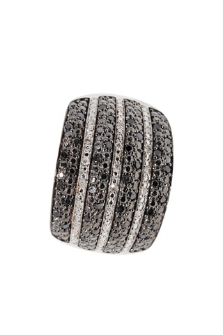 Anillo Maeva - Oro blanco, diamantes blancos y diamantes negros