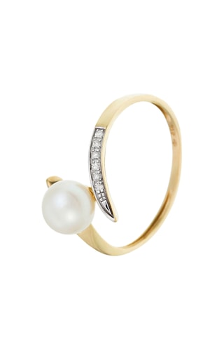 Anillo Fenoa  - Oro amarillo, diamantes y perla cultivada