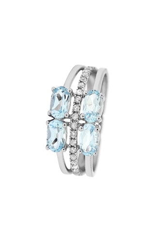 Anillo Cayuga - Oro blanco, diamantes y topacio