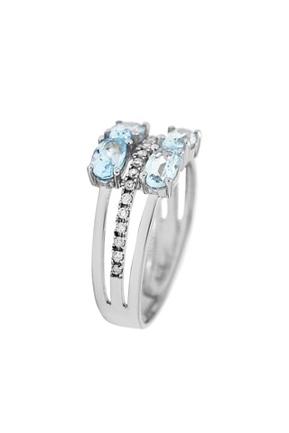 Anillo Cayuga - Oro blanco, diamantes y topacio