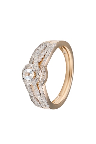 Anillo Étoile Flamboyante - Oro amarillo, diamantes y topacio