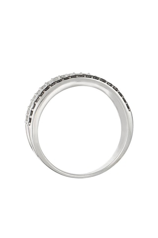 Anillo Palmerston - Oro blanco, diamantes y diamantes negros