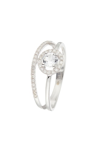 Anillo Seku - Oro blanco, diamantes y topacio