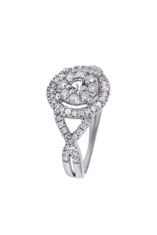 Anillo Caprice - Oro blanco, diamantes y topacio