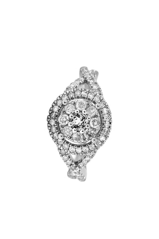 Anillo Caprice - Oro blanco, diamantes y topacio