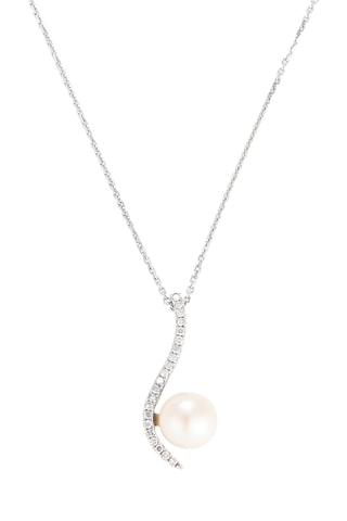 Colgante Vague sublime - Oro blanco, diamantes y perla cultivada