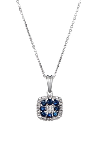 Colgante Volga - Oro blanco, diamantes y zafiros