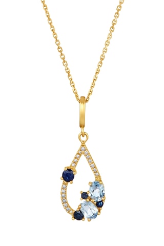 Colgante - Oro amarillo, diamantes, topacios y zafiros