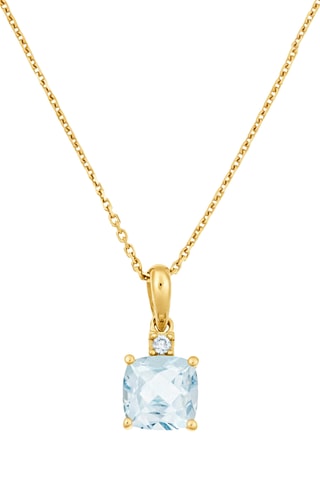 Colgante - Oro amarillo, diamante y topacio