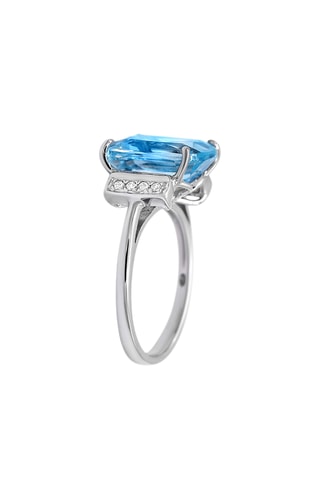 Anillo - Oro blanco y topacio