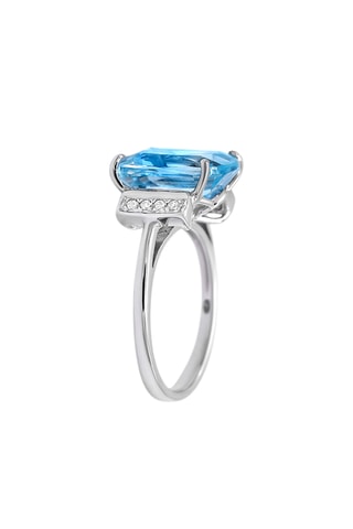 Anillo - Oro blanco y topacio