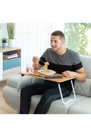 Table d'appoint pliable - Imitation bois et gris