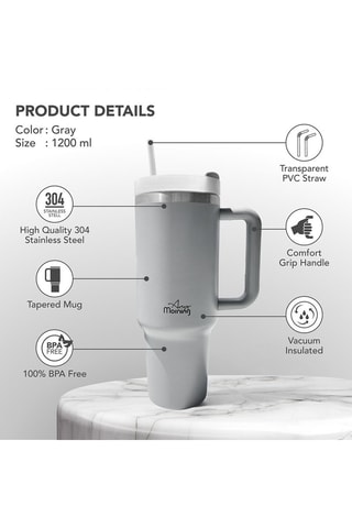 Mug de voyage en acier inoxydable Any Morning - Gris - 1,2 l