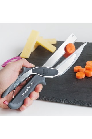 Couteau-ciseau en acier inoxydable avec mini planche à découper intégrée