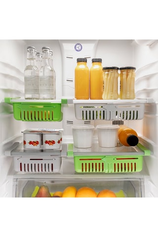 2 tiroirs de rangement réglables pour réfrigérateur - Vert et blanc