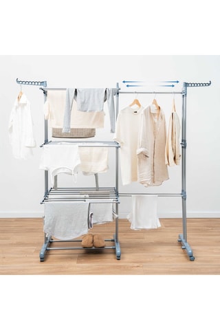 Étendoir pliant vertical extensible - Gris - 141 x 179 x 65 cm