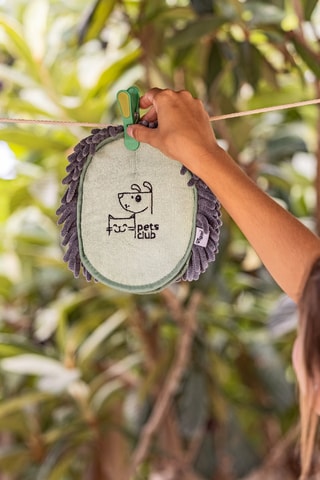 Moufle anti-poils pour chien et chat - Vert d’eau et gris foncé