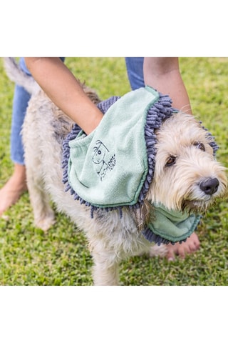Serviette pour chien - Vert d’eau et gris foncé