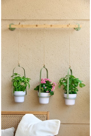 Jardinière suspendue en bambou et farine de bambou - 75 x 16,5 x 100 cm - Vert clair et gris clair