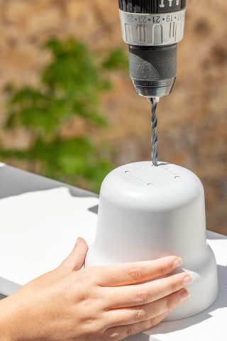 Jardinière suspendue en bambou et farine de bambou - 13 x 13 x 73 cm - Blanc