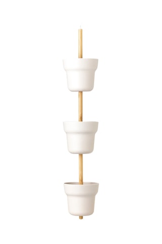 Jardinière suspendue en bambou et farine de bambou - 13 x 13 x 73 cm - Blanc
