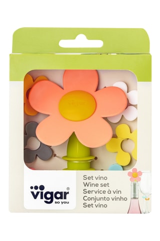 1 bouchon de bouteille à vin et 6 marque-verres en silicone