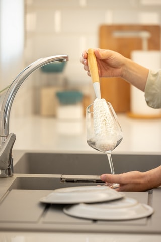 Brosse de nettoyage de verres en bambou