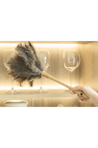 Plumeau en plumes d’autruche et bambou - 18 x 18 x 43 cm