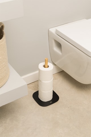 Porte-rouleau de papier toilette en bambou - Noir