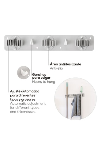 Porte-balai mural - 30 x 4,5 x 5 cm