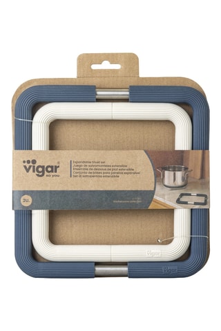 2 dessous de plat extensibles en silicone - Bleu et gris