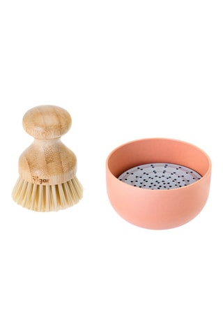 Distributeur de savon et brosse à vaisselle