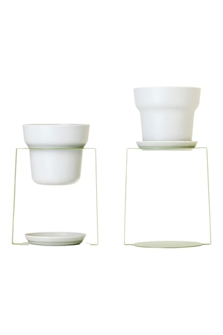 2 supports pour plantes - 15,5 x 13,5 x 29,5 cm - Vert et gris