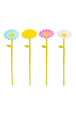 4 flores flexíveis em silicone - Verde e amarelo