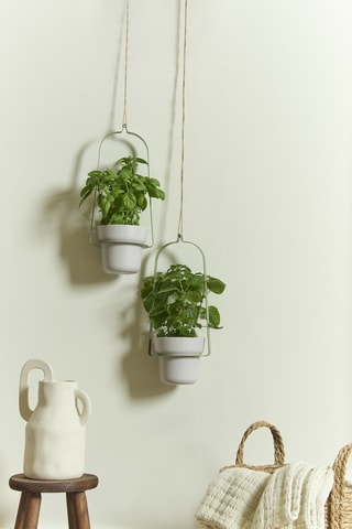 2 pots à plante en farine de bambou - 16 x 13,5 x 100 cm - Vert et gris