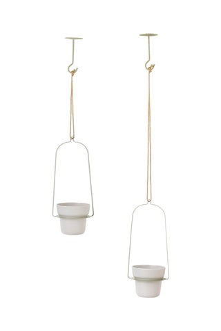 2 pots à plante en farine de bambou - 16 x 13,5 x 100 cm - Vert et gris