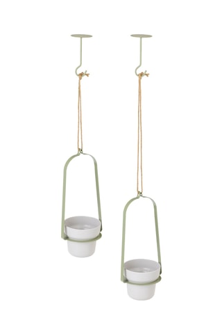 2 pots à plante en farine de bambou - 16 x 13,5 x 100 cm - Vert et gris