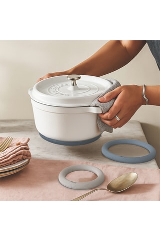 3 dessous de plat magnétiques en silicone - Bleu et gris