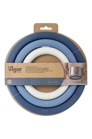 3 dessous de plat magnétiques en silicone - Bleu et gris