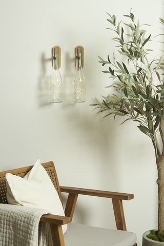 2 porte-bouteilles mural en bambou - 5 x 12,5 x 15 cm - Marron et vert