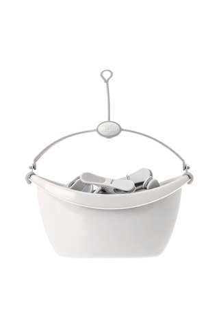 Panier et 18 pinces à linge - Gris clair