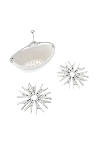 Panier et 18 pinces à linge - Gris clair