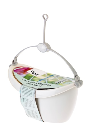 Panier et 18 pinces à linge - Gris clair