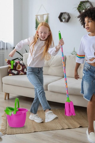 Seau et serpillère pour enfant - 24,5 x 19,5 x 98 cm