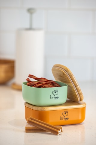 Bocal à friandises pour animaux en bambou - 19 x 13 x 7 cm