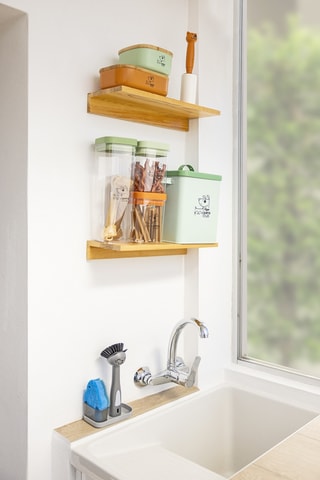 Bocal à friandises pour animaux en bambou - 19 x 13 x 7 cm