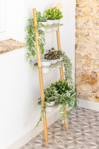 Jardinière murale 3 niveaux en bambou et farine de bambou - 52 x 18 x 127 cm - Vert clair et gris clair