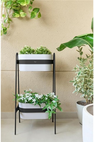 Jardinière 2 niveaux - 37 x 30 x 75 cm - Noir