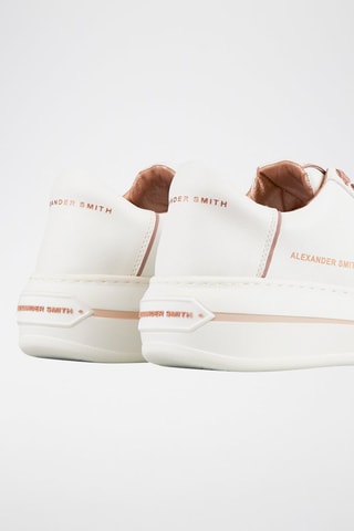 Baskets plateformes en cuir Lancaster - Blanc et rose