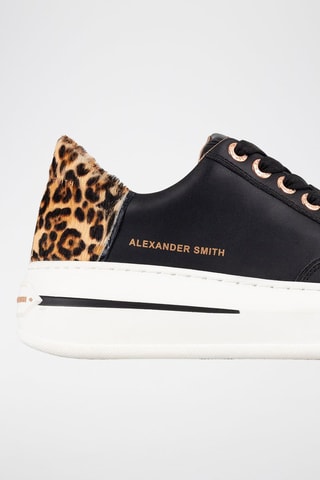 Baskets plateformes en cuir Lancaster - Blanc, noir et marron